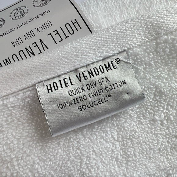 Hotel Vendome Bath Towel Set Luxury Cotton White 3 Pc Set Quick Dry Plush NEW - Picture 7 of 9